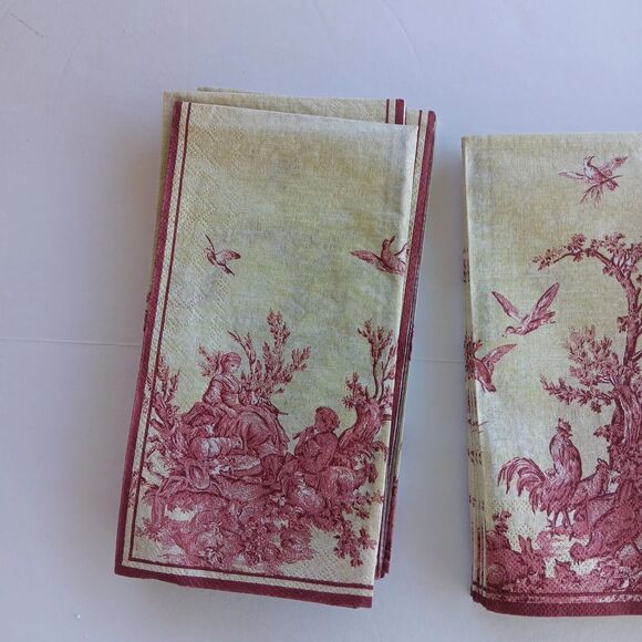 Farmhouse Imprinted Rooster Primitive Metal Napkin Holder w/Toile Napkins - Picture 14 of 16